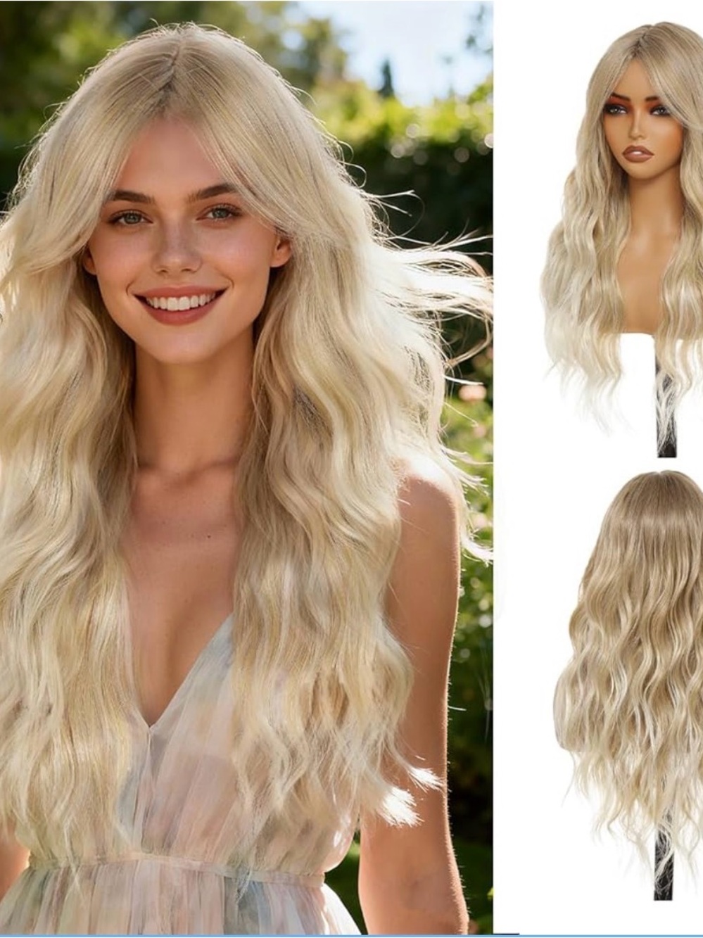 Blonde Long Wavy Women's Wig - Natural Beach Waves 22inch